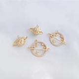 2/4PCS 14K Zircon Planet Charms Pendants for Jewelry Making