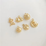 6PCS 14K Plated Deer Claw Astronaut Charm Pendant