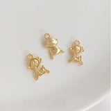 6PCS 14K Plated Deer Claw Astronaut Charm Pendant
