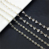 1M 6mm Glass Bead Chain Transparent Crystal Round Triangle Shape Jewelry Making