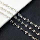 1M 6mm Glass Bead Chain Transparent Crystal Round Triangle Shape Jewelry Making