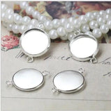 20pcs Silver Double Hole Double Ring Gemstone Tray 10-20MM Accessory