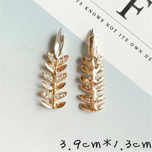 10PCS 39x13mm Metal Alloy KC Crystal Rhinestone Leaf DIY Jewelry