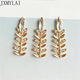 10PCS 39x13mm Metal Alloy KC Crystal Rhinestone Leaf DIY Jewelry