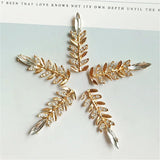 10PCS 39x13mm Metal Alloy KC Crystal Rhinestone Leaf DIY Jewelry