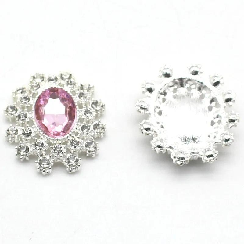 5Pcs Oval Acrylic Rhinestone Alloy Disc Accessories DIY Wedding Dress