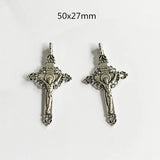 12pcs Cross Religious DIY Pendant Necklace Earrings Charms
