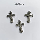 24pcs Heart On Cross Crucifix DIY Pendant Earrings Charms