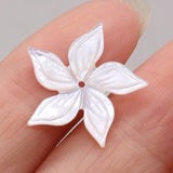 2PC Natural Mother Of Pearl Shell Beads Hand-carved Flower Charms