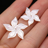 2PC Natural Mother Of Pearl Shell Beads Hand-carved Flower Charms