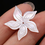 2PC Natural Mother Of Pearl Shell Beads Hand-carved Flower Charms