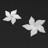 2PC Natural Mother Of Pearl Shell Beads Hand-carved Flower Charms
