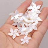 2PC Natural Mother Of Pearl Shell Beads Hand-carved Flower Charms