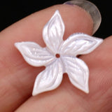 2PC Natural Mother Of Pearl Shell Beads Hand-carved Flower Charms