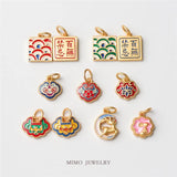Gold-Plated Sand Pendant with Jade Rabbit and Deer Design