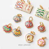Gold-Plated Sand Pendant with Jade Rabbit and Deer Design