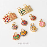 Gold-Plated Sand Pendant with Jade Rabbit and Deer Design