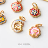 Gold-Plated Sand Pendant with Jade Rabbit and Deer Design