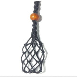 Crystal Holder Necklace Brown Pouch Macrame Net