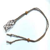 Crystal Holder Necklace Brown Pouch Macrame Net