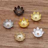 50pcs 6 Colors 9mm Copper Flower Bead Caps for DIY Jewelry Making Supplies