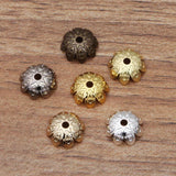 50pcs 6 Colors 9mm Copper Flower Bead Caps for DIY Jewelry Making Supplies