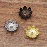 50pcs 6 Colors 9mm Copper Flower Bead Caps for DIY Jewelry Making Supplies
