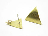 10pcs Triangle Stud Earrings, Textured Brass Earring Post, Boho Earrings R282