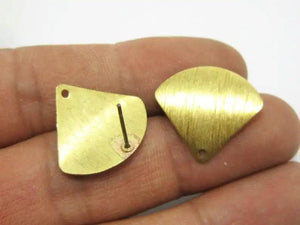 10pcs Brass Gingko Leaf Stud Earrings, Boho Earrings with Charm Holder