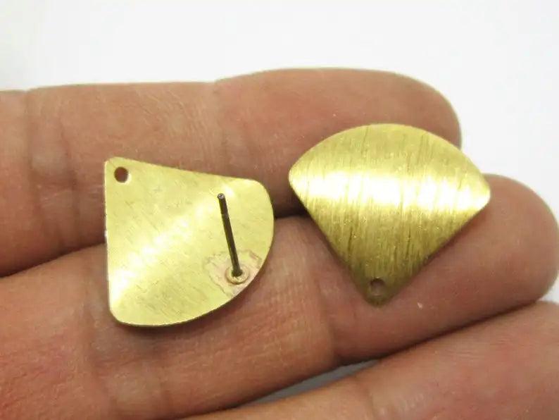 10pcs Brass Gingko Leaf Stud Earrings, Boho Earrings with Charm Holder