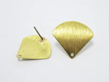 10pcs Brass Gingko Leaf Stud Earrings, Boho Earrings with Charm Holder