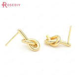4PCS 24K Brass Rope Knot Stud Earrings DIY Jewelry Findings