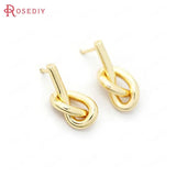 4PCS 24K Brass Rope Knot Stud Earrings DIY Jewelry Findings
