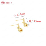 4PCS 24K Brass Rope Knot Stud Earrings DIY Jewelry Findings