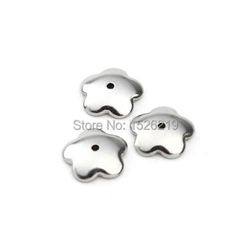 50pcs Stainless Steel Silver Bead Caps 8mm Flower Shape DIY Jewelry Making