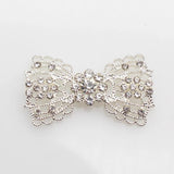 5Pcs Silver Bow Flat Bottom Hair Clip Rhinestone Accessories