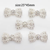 5Pcs Silver Bow Flat Bottom Hair Clip Rhinestone Accessories