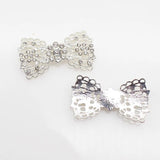 5Pcs Silver Bow Flat Bottom Hair Clip Rhinestone Accessories