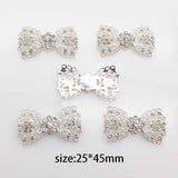 5Pcs Silver Bow Flat Bottom Hair Clip Rhinestone Accessories