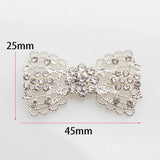 5Pcs Silver Bow Flat Bottom Hair Clip Rhinestone Accessories
