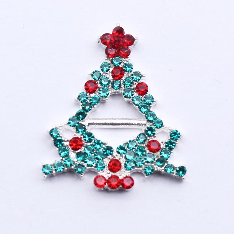 5pcs Silver Christmas Tree Alloy Slide Buckle DIY Decoration