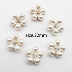 10pcs 22MM Water Drop Pearl Flower DIY Hair Accessories Material