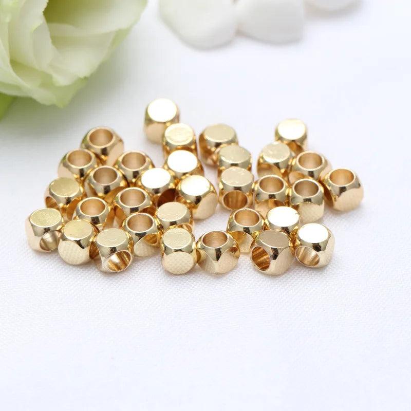 20pcs 2-5mm 14K Gold Cube Square Beads for DIY Jewelry Making