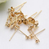 14K Plated Cup Shape Earring Stud Blank Post Tray Base Pins