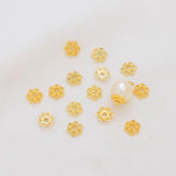 30PCS 14K Plated Brass Flower Bead Caps for DIY Jewellery