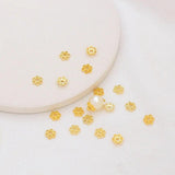 30PCS 14K Plated Brass Flower Bead Caps for DIY Jewellery