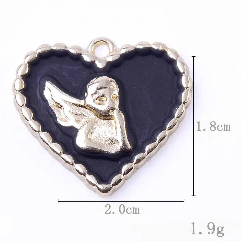 10pcs Heart Tiny Angel Charms Silver Plated Metal Wings Pendants