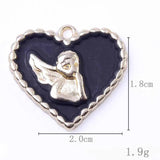 10pcs Heart Tiny Angel Charms Silver Plated Metal Wings Pendants