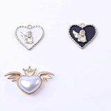 10pcs Heart Tiny Angel Charms Silver Plated Metal Wings Pendants