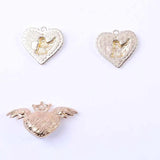 10pcs Heart Tiny Angel Charms Silver Plated Metal Wings Pendants